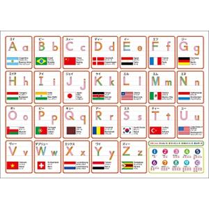 お風呂学習ポスター 国旗シリーズ ABC・アルファベット(大 60×42cm)