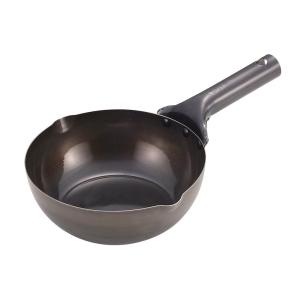 パール金属 極深 炒め鍋 20cm IH対応 鉄フライパン 深型 鉄職人 日本製 ブラックHB-1044