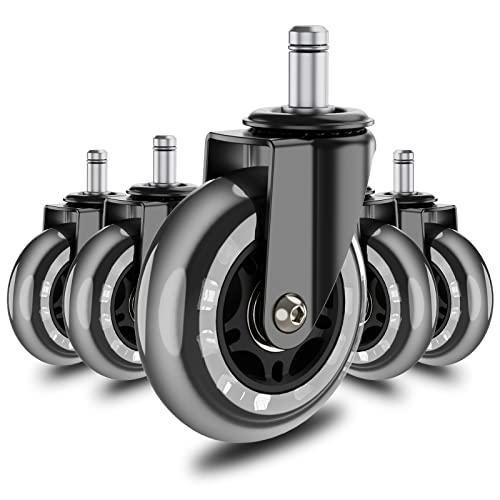 DEWEL イスキャスター 3インチ オフィスチェア キャスター 車輪 差込式 360度回転 静音 ...