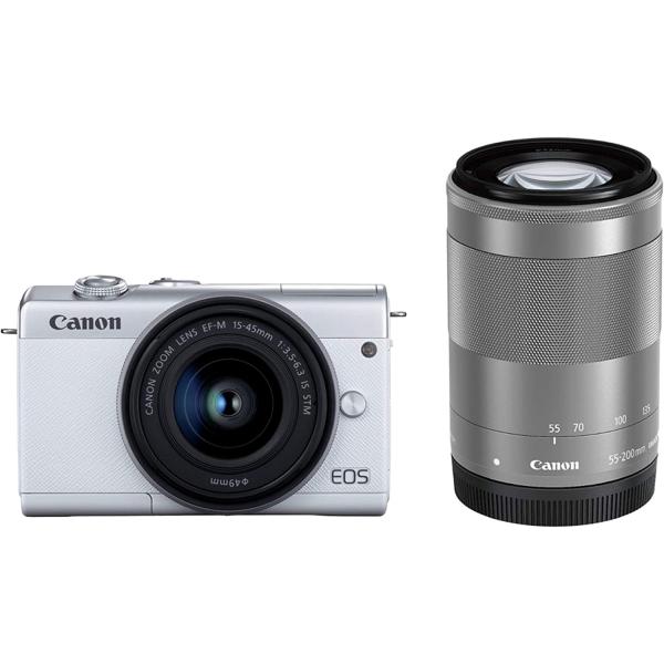 Canon ミラーレス一眼カメラ EOS M200 ダブルズームキット ホワイト EOSM200WH...