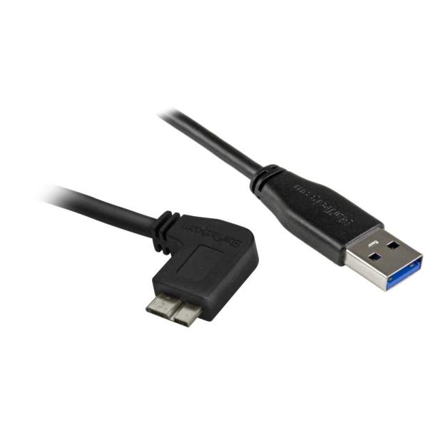 StarTech.com L型右向きMicro USB 3.0 スリムケーブル 2m USB3AU2...