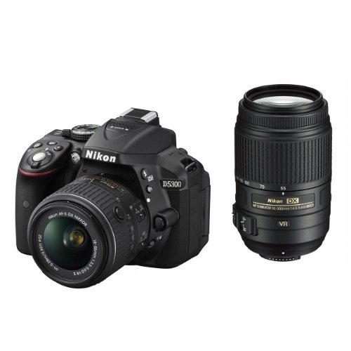 Nikon デジタル一眼レフカメラ D5300 ダブルズームキット ブラック 2400万画素 3.2...