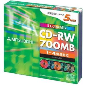 三菱化学 SW80QM5 CD-RW 700MB 5枚スリムケース入り カラーミックス｜kokonararu