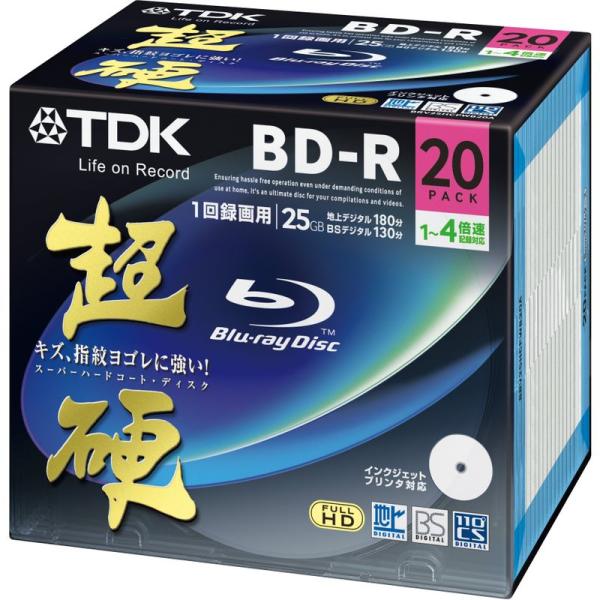 TDK 録画用ブルーレイディスク 超硬シリーズ BD-R 25GB 1-4倍速 ホワイトワイドプリン...