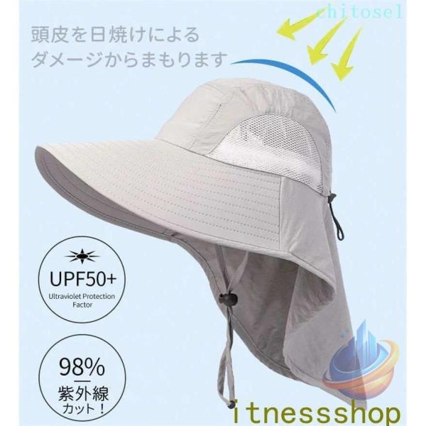 サファリハット レディース 夏 日よけ帽子 サンバイザー 帽子 あご紐付き サンキャップゾンチーメン...