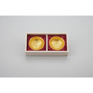 祝いの盃  鯛 宝船  ペアお猪口 ペアおちょこ　能作 錫製 金箔 桐箱入り