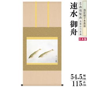 掛軸 日本製 名作複製画シリーズ 速水御舟 鮎 洛彩緞子本表装 尺5 桐箱入り 1個 送料無料 年中飾り 掛け軸 春夏秋冬 日本画 和風 魚 上品 壁掛け飾り｜kokouki