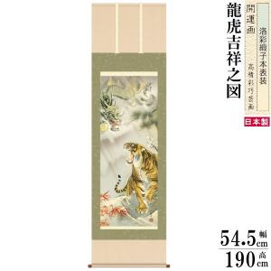 掛け軸 開運画 縁起物 厄除け 濱田嵐雪 尺3サイズ吉祥龍虎吉祥之図 洛