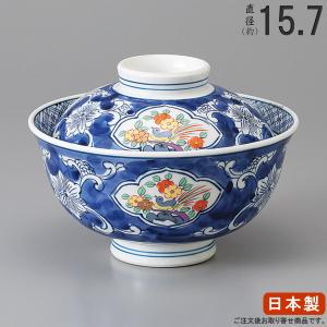 どんぶり 蓋付き 11個セット 丼ぶり 青色 波模様 陶器製丼 鰻丼