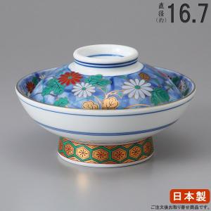 蓋つき煮物椀 緑彩金牡丹 おしゃれ 和食器 業務用 美濃焼 23b280-13
