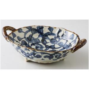 お皿 鉢 織部葡萄紋大鉢 玉山窯 美濃焼 日本製 送料無料 手造り 手描き