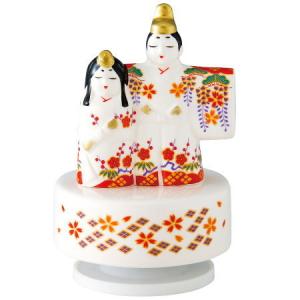 オルゴール ひなまつり 日本製 立ち雛 陶器 国産 お雛様 手回し