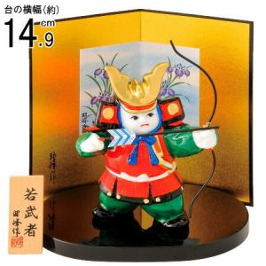 5月人形 武者人形 日本製 輝彩若武者 白磁 陶器 国産 子供大将飾り