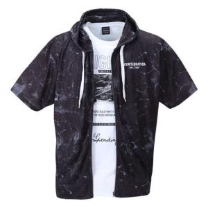 大きいサイズ メンズ■BEAUMEREマーブル総柄半袖フルジップパーカー+半袖Tシャツ▽大きいサイズ メンズ 3L 4L 5L 6L｜kokubo-big