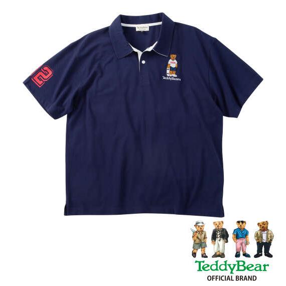 大きいサイズ メンズ■Teddy Bear鹿の子刺繍&amp;プリント半袖ポロシャツ▽大きいサイズ メンズ ...