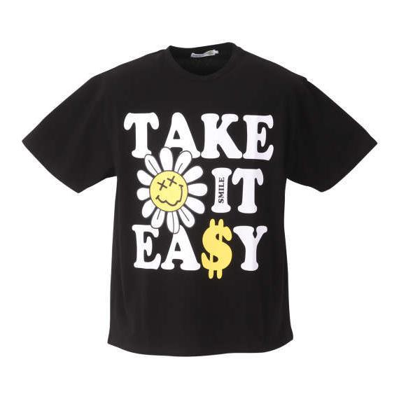 大きいサイズ メンズ SMILEY FACEフラワースマイル半袖Tシャツ 大きいサイズ メンズ 3L...