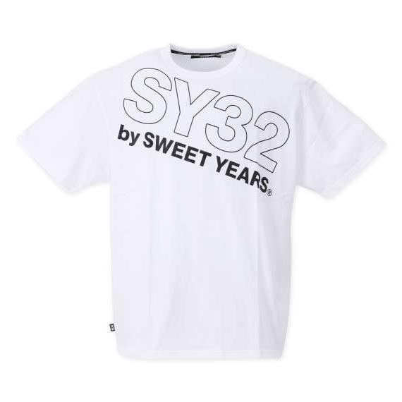 大きいサイズ メンズ■SY32 by SWEET YEARSスラッシュビッグロゴ半袖Tシャツ▽大きい...