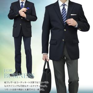 紺ブレザー ウール100% 金メタル釦 シング...の詳細画像3