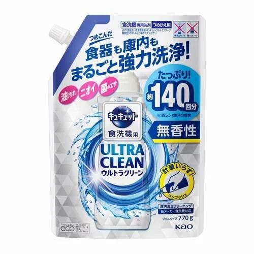 食器洗い乾燥機専用キュキュット　ウルトラクリーン　無香性　つめかえ用　【770g】(花王)