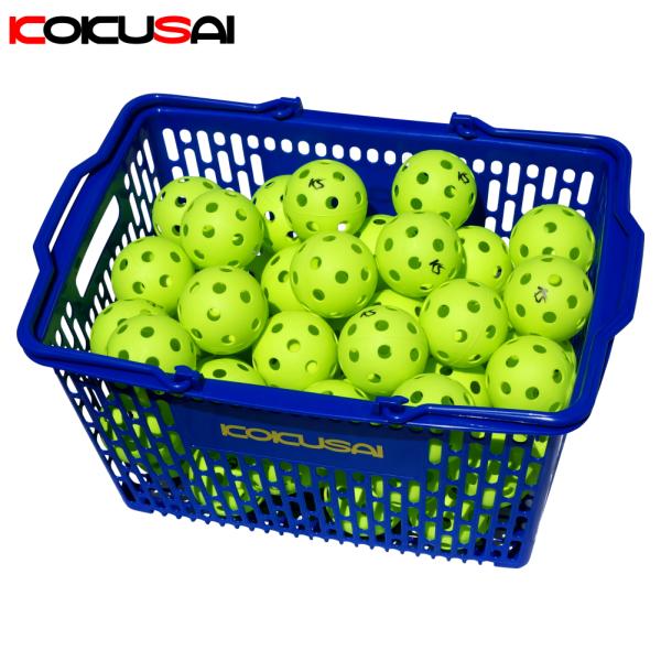 超軽量穴あきボール イエロー KS024-5C 60個カゴ入り トレーニングボール バッティング 飛...