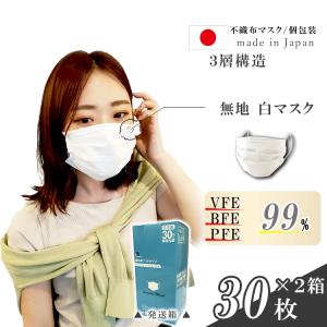 日本製 不織布 マスク 柄 無地 人気 カラー 白色 30枚入 2箱 おすすめ 立体マスク マスクパーツ 対応 フロントラインオリジナルマスク 送料無料(一部除く)