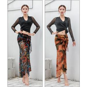 ベリーダンス衣装レディース ヘソ出しTシャツ　スカート上下2点セット