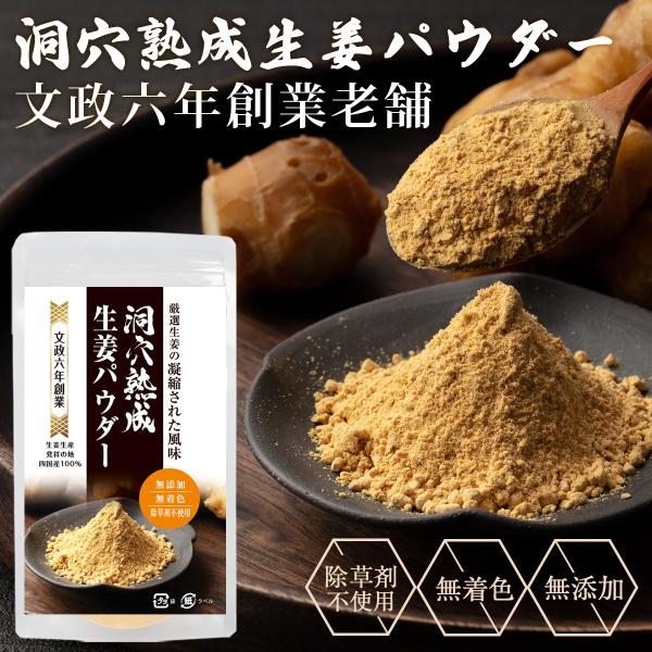 洞穴熟成 四国産 生姜パウダー 70g 無着色 無添加 除草剤不使用 しょうがパウダー 蒸し生姜 乾...