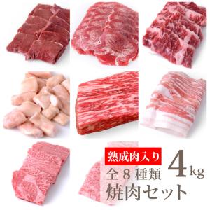 熟成肉500g　上カルビ500g　ハラミ500g　焼肉用黒豚バラ500g　焼肉用特上ロース500g　タンスライス500g　ハツ500g　マルチョウ500g　合計4kg（kagoshimabeef）｜komachi-k