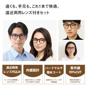 遠近両用メガネ 度付き 度あり 男女兼用 軽量...の詳細画像1