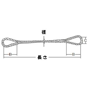 JIS 玉掛ワイヤー （生地） 径 6mm 長さ 4m｜komaki5kin