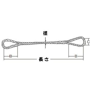 玉掛ワイヤー （生地）JIS 径 16mm 長さ 3m｜komaki5kin