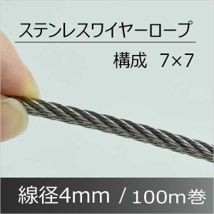 ステンレスワイヤーロープ 5mm 200M SUS304 構成7×7 : あかばね金物