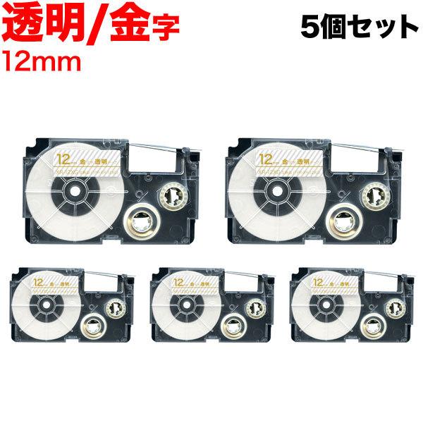 25日は最大P16％ ネームランド テープ 12mm 互換 XR-12XG 透明 ラベル 金 文字 ...