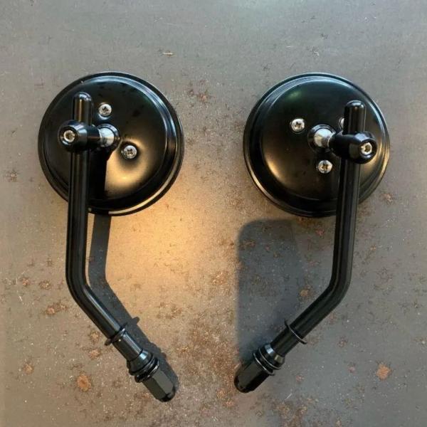 FATFATPIZZA　ハーレー ラウンドミラー　8mm 丸ミラー　ハーレーダビッドソン　ブラック　...