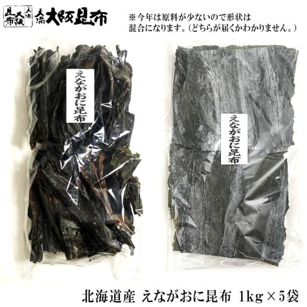 業務用 北海道産天然えながおに昆布 1kg×5袋 昆布 だし昆布 高品質 料理 昆布だし