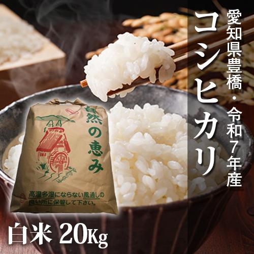 【令和7年・愛知県豊橋産・送料無料】コシヒカリ・20kg（節減対象農薬6割減・白米）