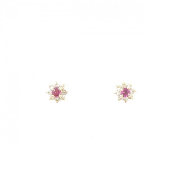 K18YG ルビー ピアス 0.10CT