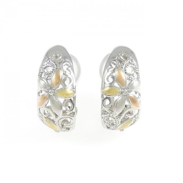 K18スリーカラー フラワー ピアス