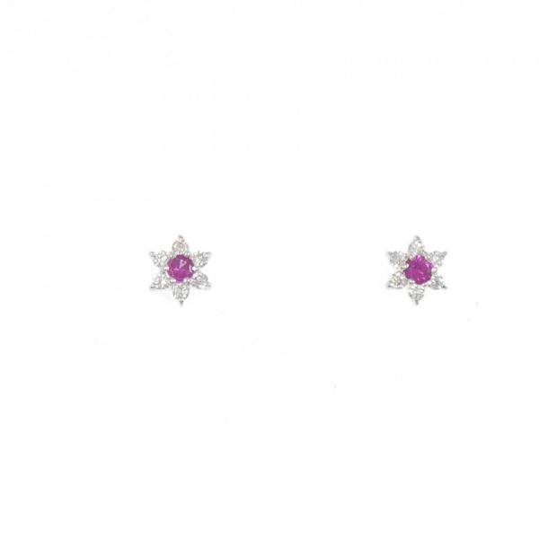 K18WG ルビー ピアス 0.15CT
