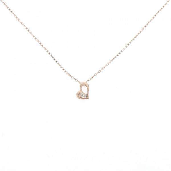 K10PG ハート ダイヤモンド ネックレス