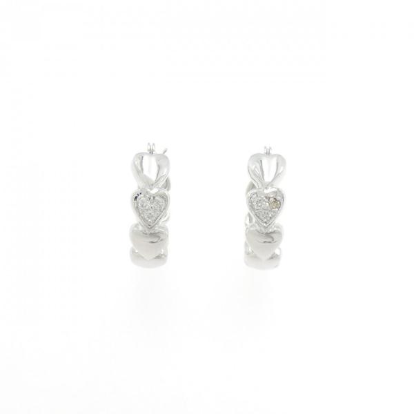 K14WG ハート ダイヤモンド ピアス 0.06CT