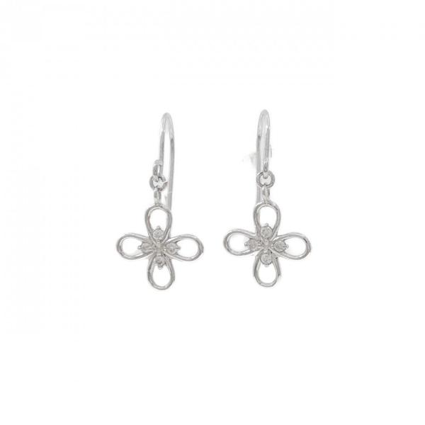 PT950 フラワー ダイヤモンド ピアス 0.04CT