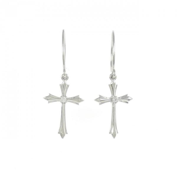 PT950 クロス ダイヤモンド ピアス 0.02CT