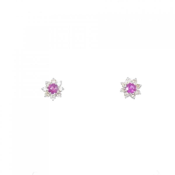 【新品】PT900 ルビー ピアス 0.16CT