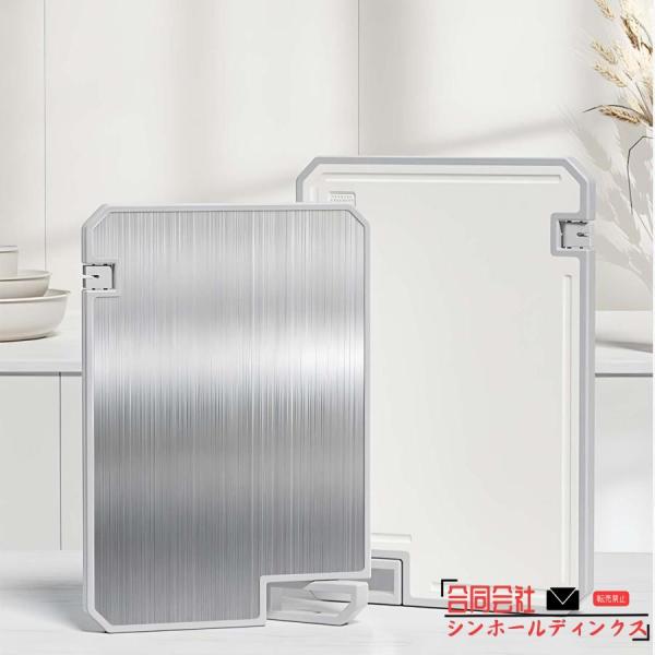 両面まな板 ステンレスまな板 チタン製カッティングボード 縦型ノンスリップまな板 高級耐熱 抗菌 軽...