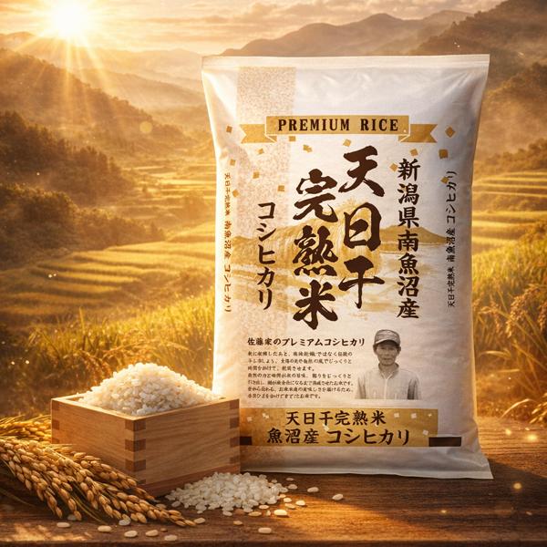 米 令和7年 天日干完熟米 プレミアム魚沼コシヒカリ 玄米 20kg 送料無料　