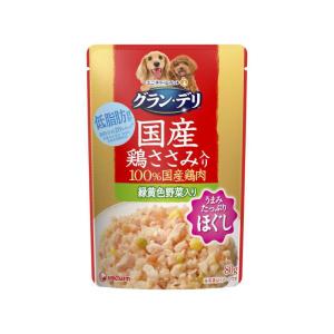 ユニ・チャーム　グラン・デリ　銀のさらパウチ　国産鶏ささみほぐし　緑黄色野菜入り　８０ｇ｜komeri