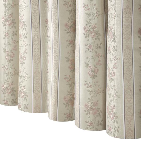 ドレープカーテン　エレンシア　遮光性・裏地付き　ローズ　１００×２００ｃｍ　２枚組