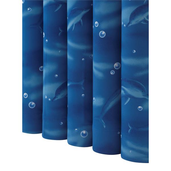 ドレープカーテン　ドルフィン　遮光性　ブルー　１００×２００ｃｍ　２枚組