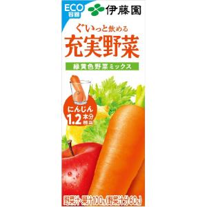 伊藤園　充実野菜　緑黄色野菜ミックス　紙パック　２００ｍｌ 24個セット｜komeri